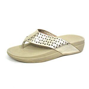 FitFlop Lattice Surfa Pale Gold Size 7.5M Womens Platform Wedge Sandals